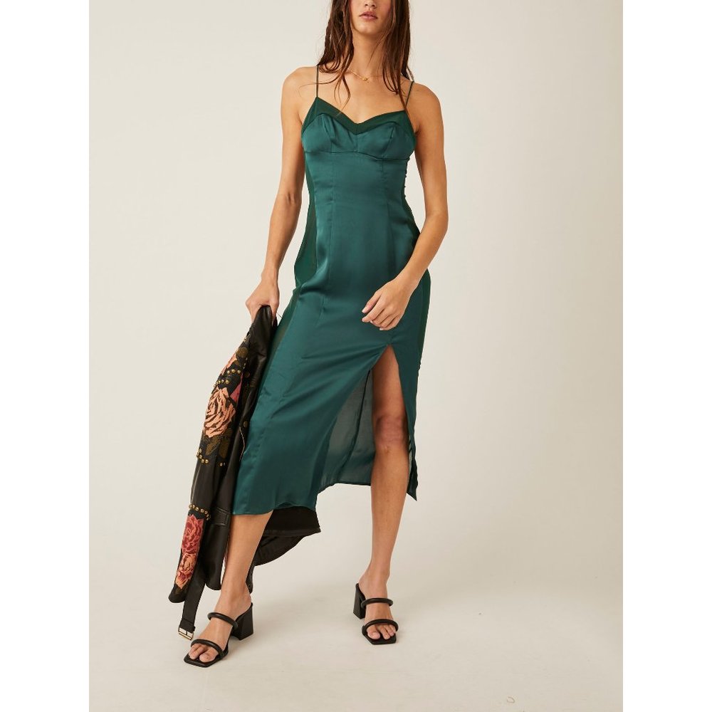 FREE PEOPLE City Cool Midi Slip / Evergreen